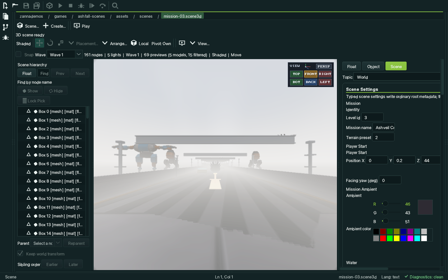 Zanna Studio with a 3D scene open in its editor